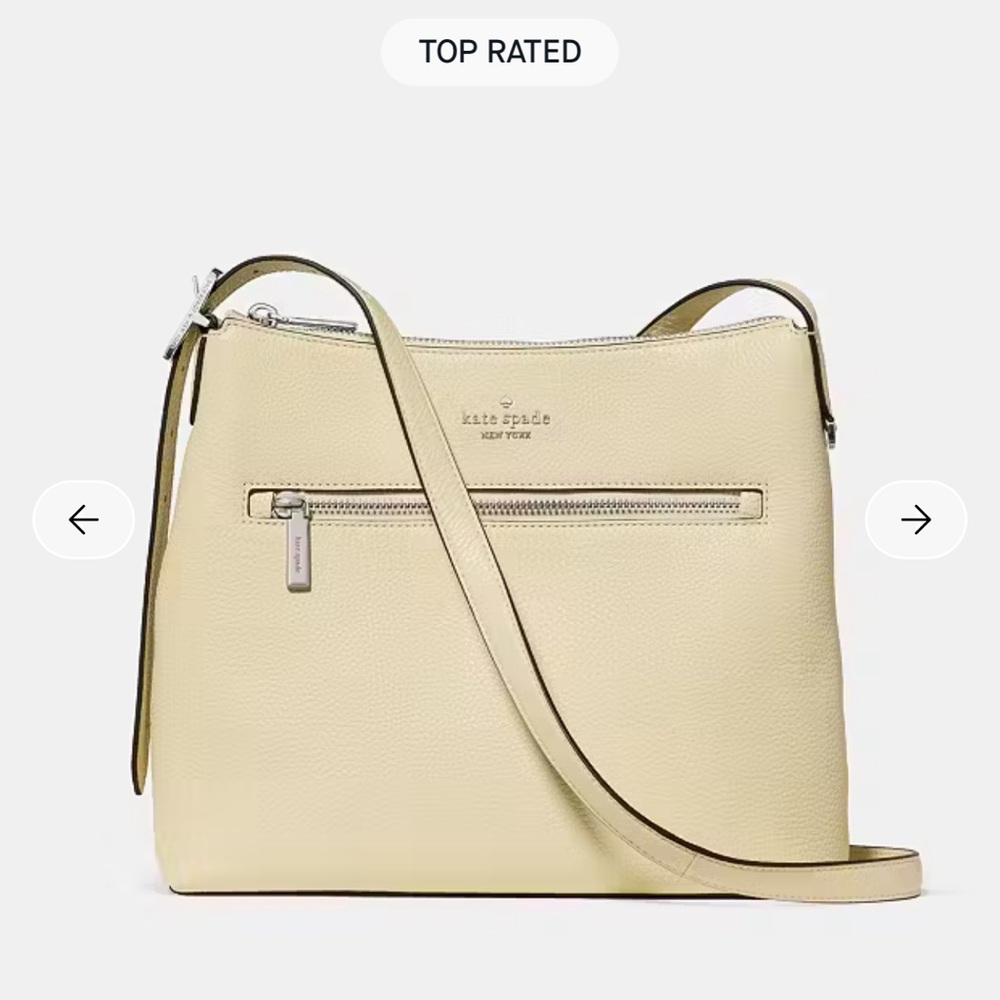 New Kate Spade Pale Yellow  Pebbled Leather Crossbody Bag. Never used - Picture 4 of 5
